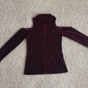 Forever 21 velvet mock turtle neck $ open shoulder